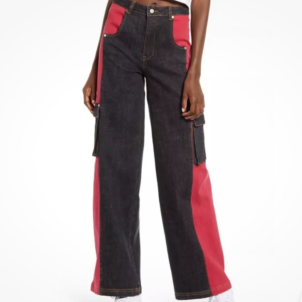 Black and Red Cargo Pants